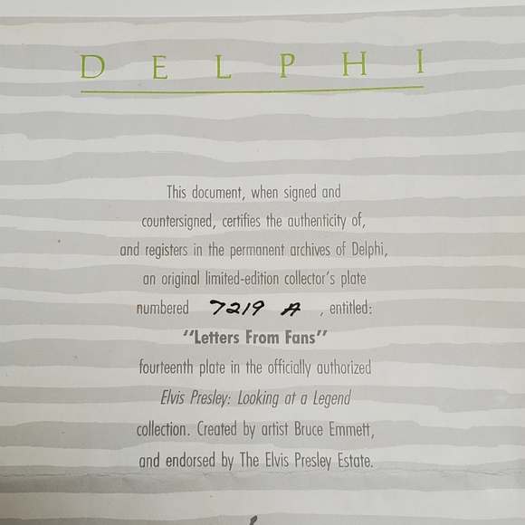 Elvis Presley Looking At A Legend Letters From Fans Limited Edition Plate #7219A - Picture 12 of 12